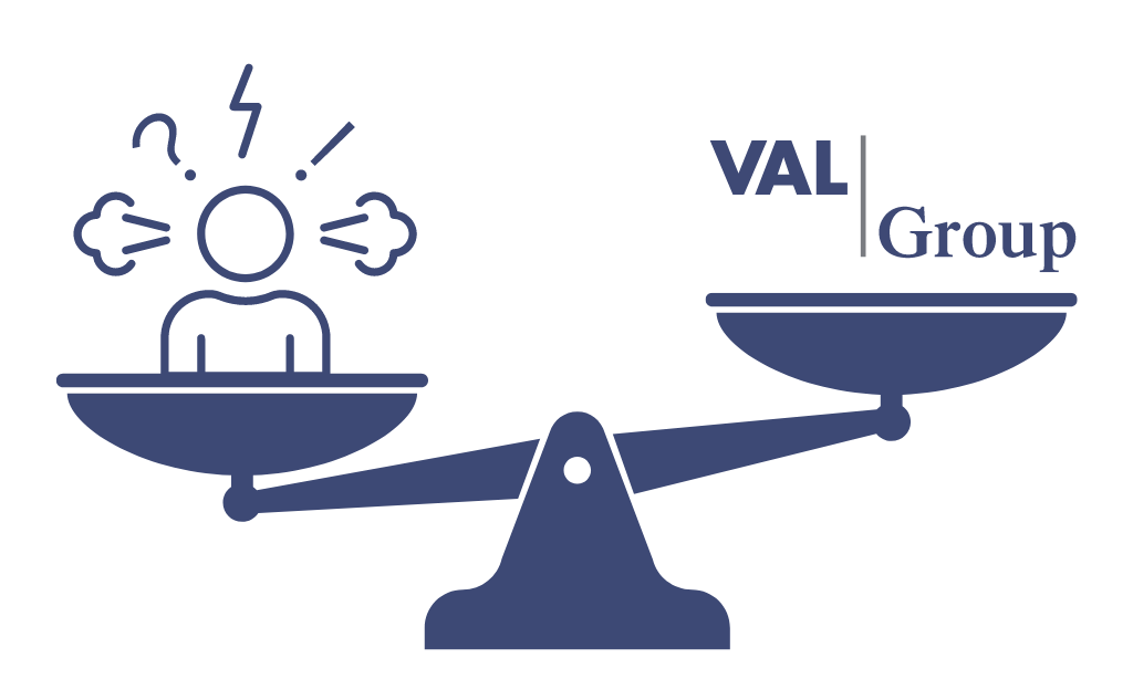 Grafik VAL Group Waage Rolle Immobilienmaklers
